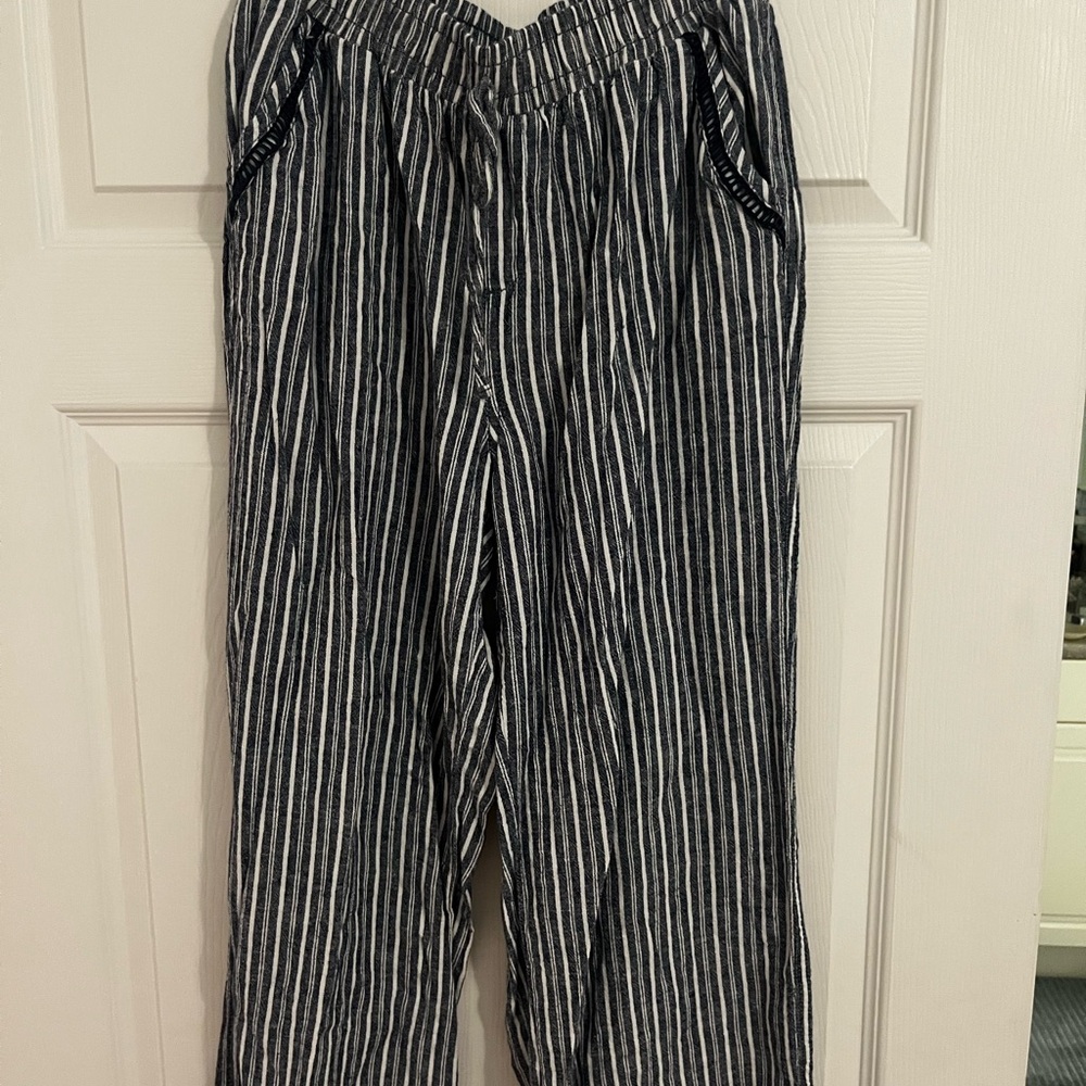 Navy and White Striped Pants
